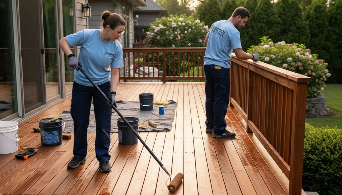 Oakland, CA deck staining service protecting wood from fog, moisture, and sun exposure